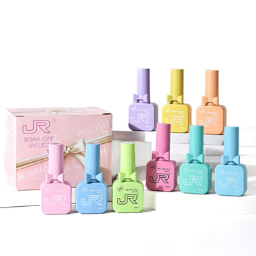 JR 9-Piece 15ml Summer Gel Nail Polish Kit: UV LED Soak-Off.