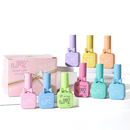 JR 9-Piece 15ml Summer Gel Nail Polish Kit: UV LED Soak-Off.