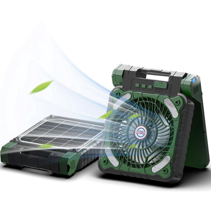 Alokrupswam SF-1 Solar Camping Fan with Phone Charger and LED Light