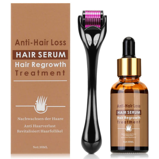 Beayosses Dermaroller Set 0.5 mm Microneedling Skin Roller with Hair Growth Serum Anti Hair Loss