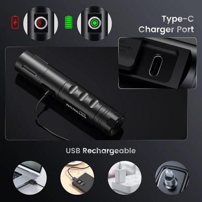 MOWETOO M3500 Rechargeable LED Torch 3500 Lumens Zoomable USB-C Aluminium Alloy Flashlight