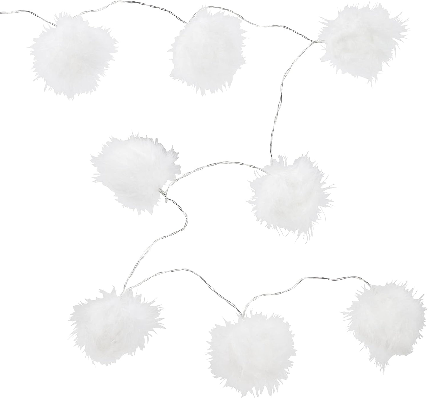 Lights4fun 10 LED Fairy Lights Fluffy Balls Timer Battery Operated Indoor Christmas