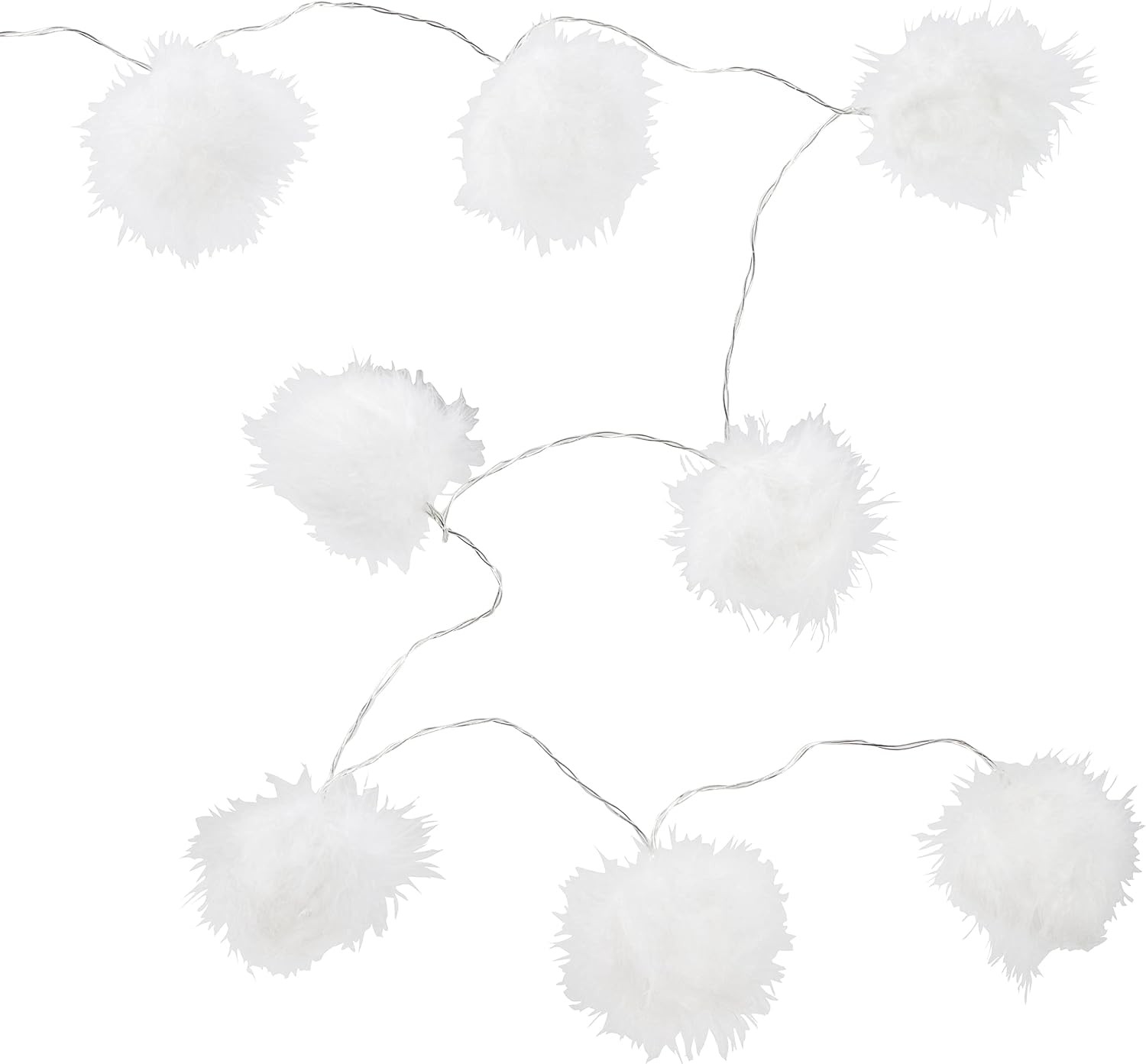 Lights4fun 10 LED Fairy Lights Fluffy Balls Timer Battery Operated Indoor Christmas