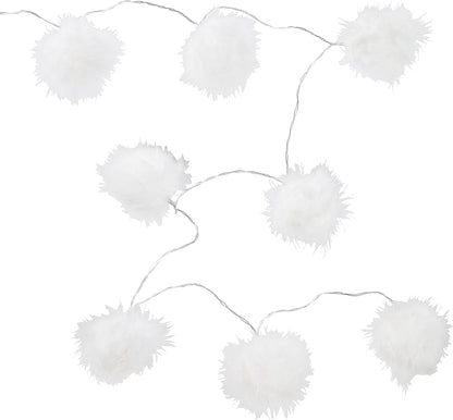 Lights4fun 10 LED Fairy Lights Fluffy Balls Timer Battery Operated Indoor Christmas