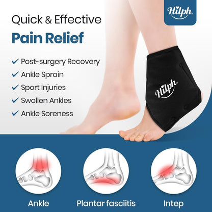 Hilph Adjustable Ankle Ice Pack Wrap for Pain Relief