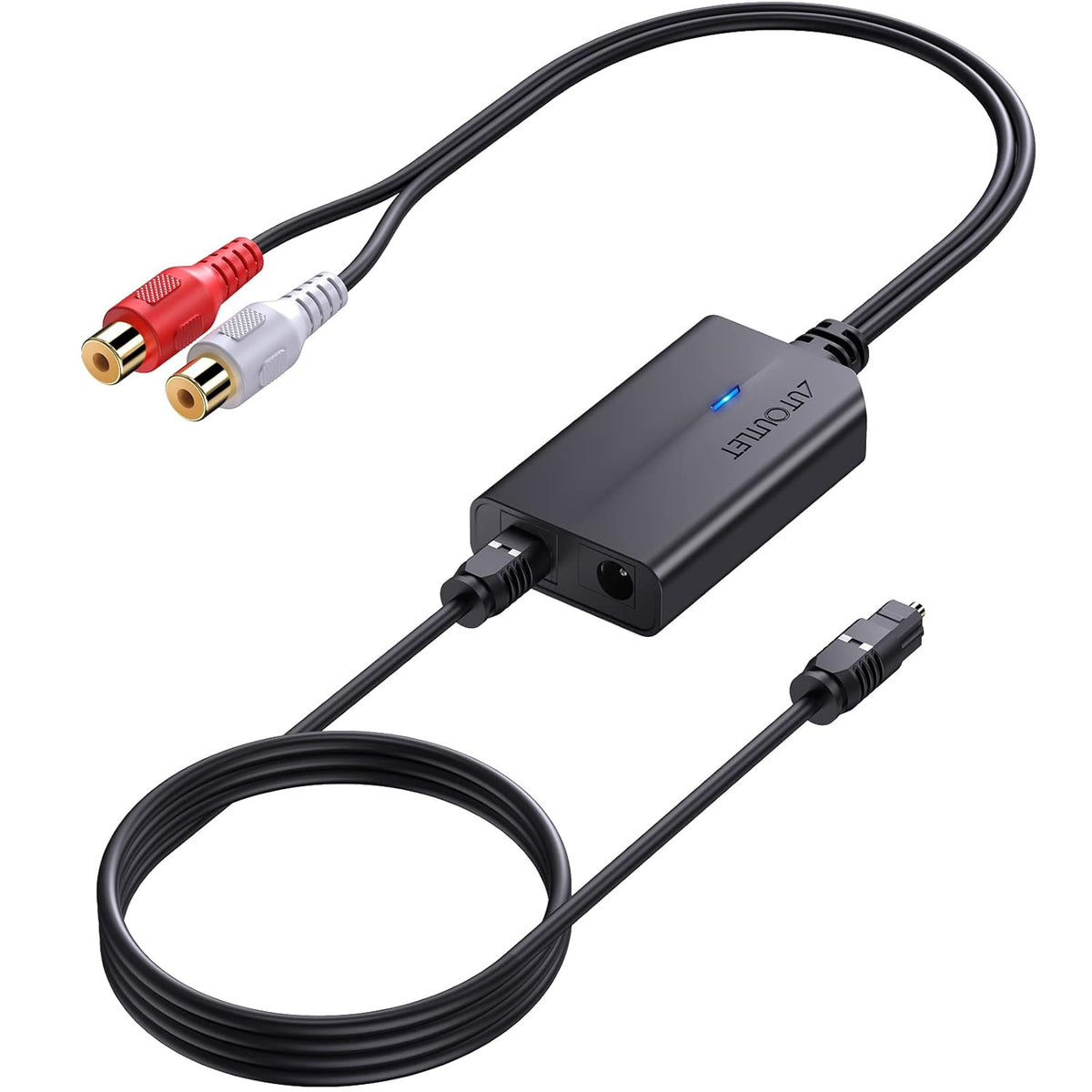 AUTOUTLET 192KHz Optical to RCA Converter with 3ft Cable