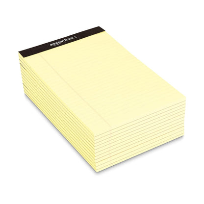 Amazon Basics Narrow Ruled Writing Pad 5x8 Inches 50 Sheets 12-Pack Canary