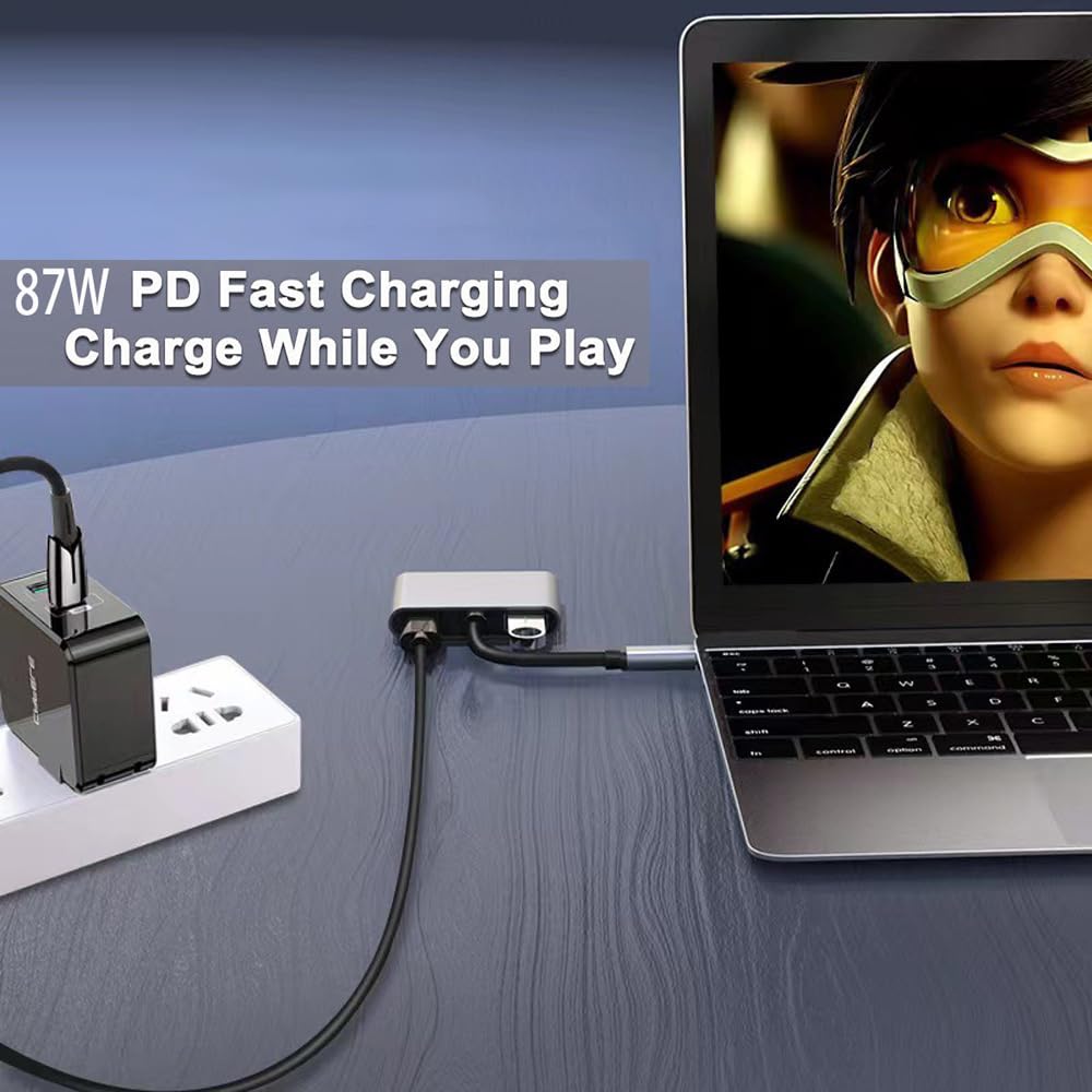 WISYIFIL USB-C to Dual HDMI Adapter 4-in-1 Hub with 4K Output