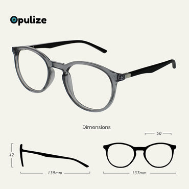 OPULIZE Met Blue Light Reading Glasses Slim Round Frame Anti‑Glare 1.00 Diopter