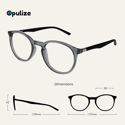OPULIZE Met Blue Light Reading Glasses Slim Round Frame Anti‑Glare 1.00 Diopter
