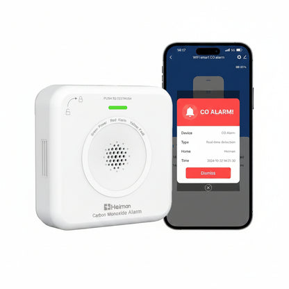 HEIMAN WS-725ES Wi-Fi Carbon Monoxide Detector 10-Year Service Life EN50291 Smart CO Alarm with Tuya & SmartLife App Portable