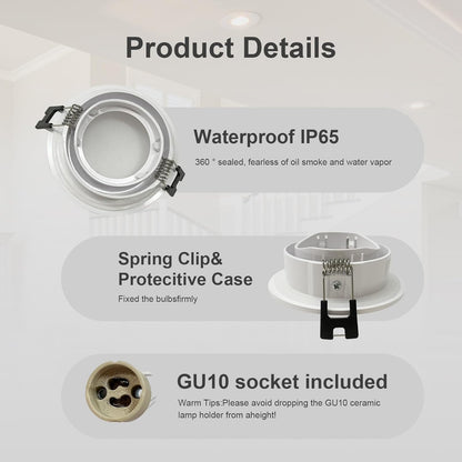 GY Recessed Spotlight Frame GU10 IP65 Waterproof Plastic 6-Pack 10 cm