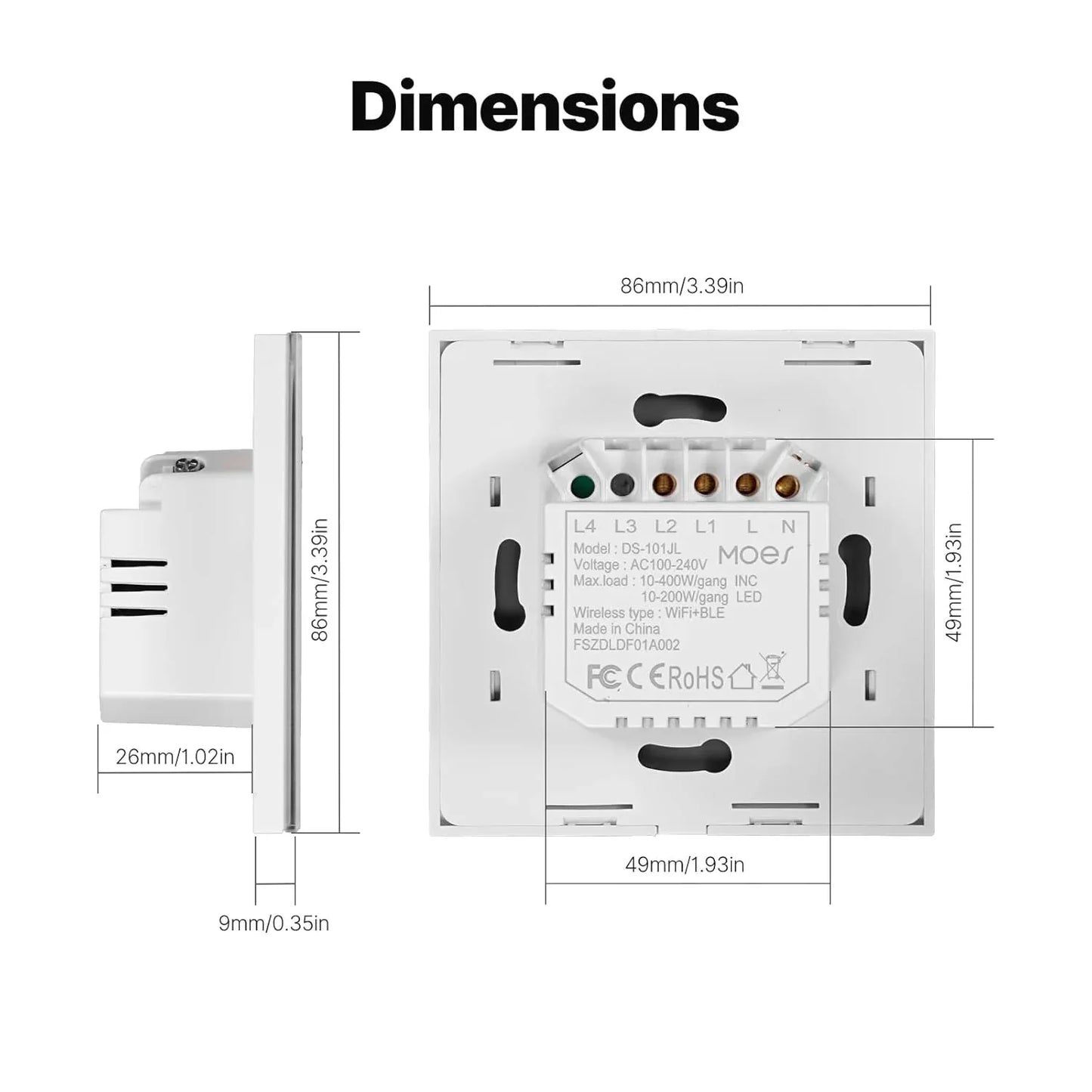 MOES Tuya WiFi Smart Touch Switch – Elegant Glass Panel with Alexa & Google Home Compatibility - Gomix Brands Outlet