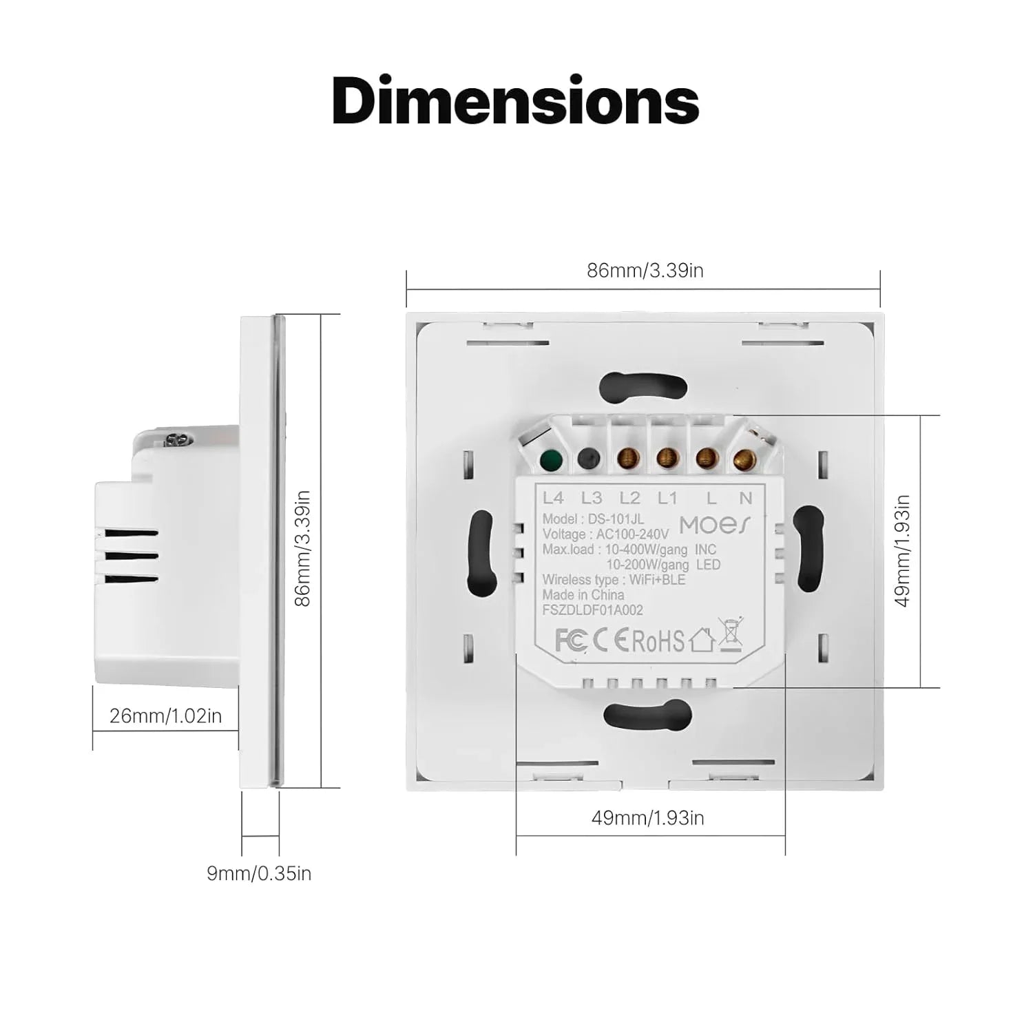 MOES Tuya WiFi Smart Touch Switch – Elegant Glass Panel with Alexa & Google Home Compatibility - Gomix Brands Outlet