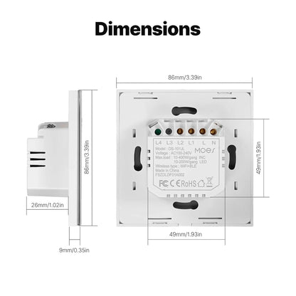 MOES Tuya WiFi Smart Touch Switch – Elegant Glass Panel with Alexa & Google Home Compatibility - Gomix Brands Outlet