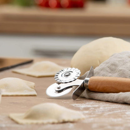 Fackelmann Stainless Steel Dough Wheel with Beech Wood Handle