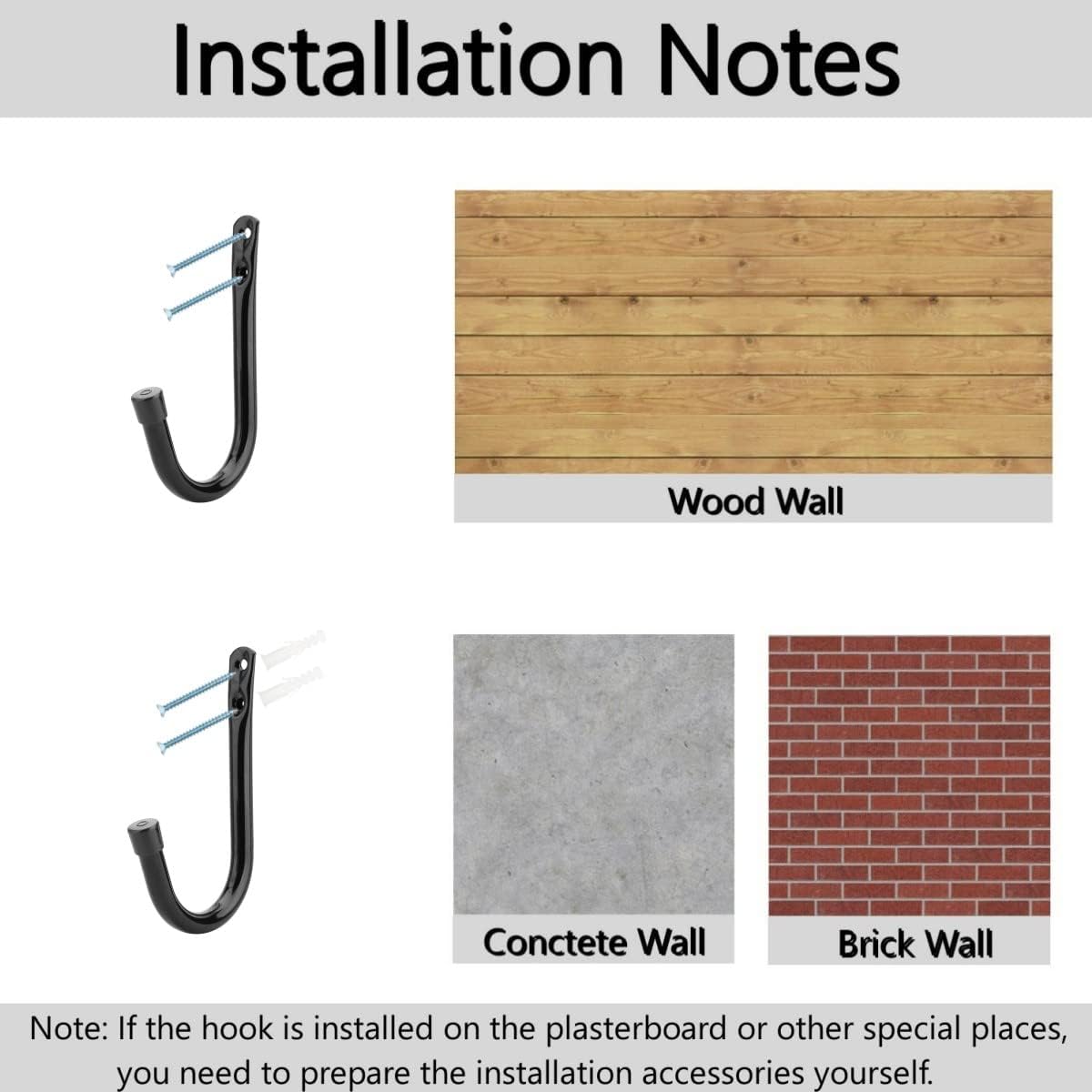 Heavy-Duty Steel Garage Wall Hooks 17cm J-Shaped Storage Hangers