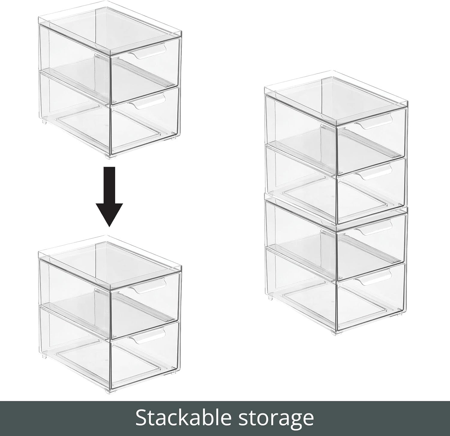 mDesign Lumiere Collection Stackable Storage Containers 4 Pack Clear