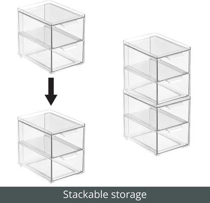 mDesign Lumiere Collection Stackable Storage Containers 4 Pack Clear