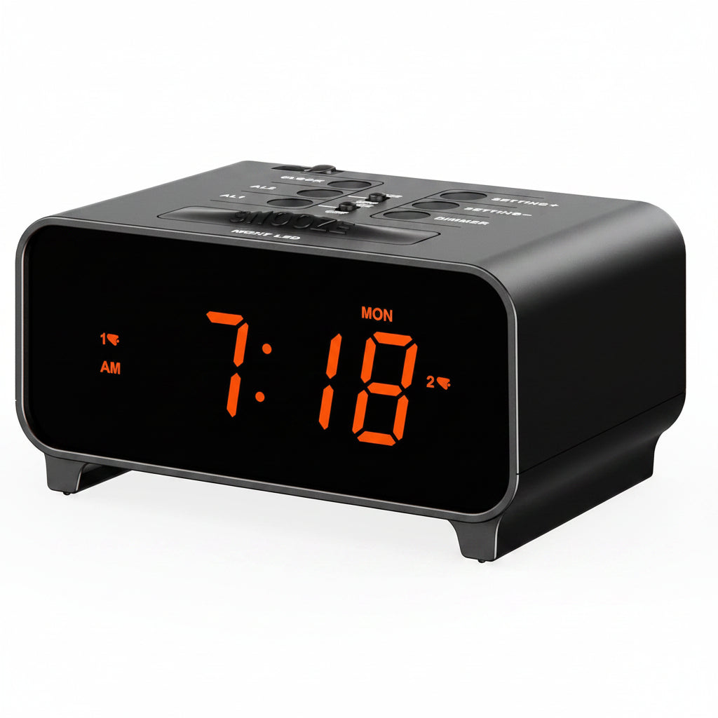 iTOMA 213 AM/FM Clock Radio with Dual Alarms Snooze Dimmer Night Light Black