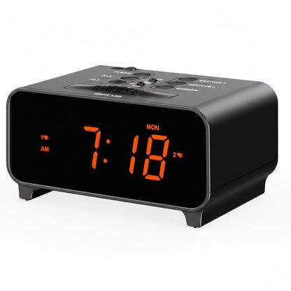 iTOMA 213 AM/FM Clock Radio with Dual Alarms Snooze Dimmer Night Light Black