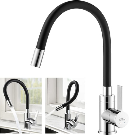 Auralum Black Flexible 360° Rotatable Kitchen Faucet with Aerator