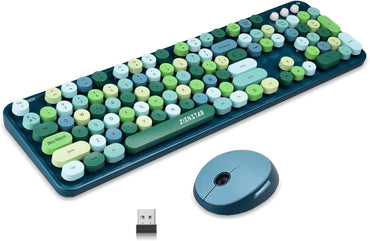 Zienstar S34 Green Wireless Keyboard and Mouse Set Green