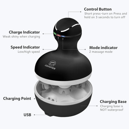 COMFIER Waterproof Cordless Scalp Massager with 4‑Head 28‑Node Design