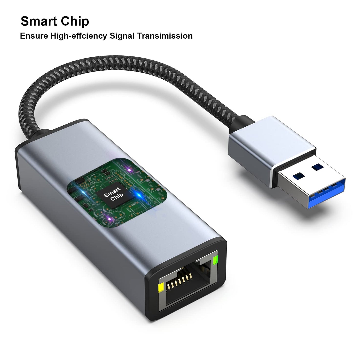 BENFEI USB 3.0 to Gigabit Ethernet Adapter Aluminium Shell Nylon Cable Gray 000317grey