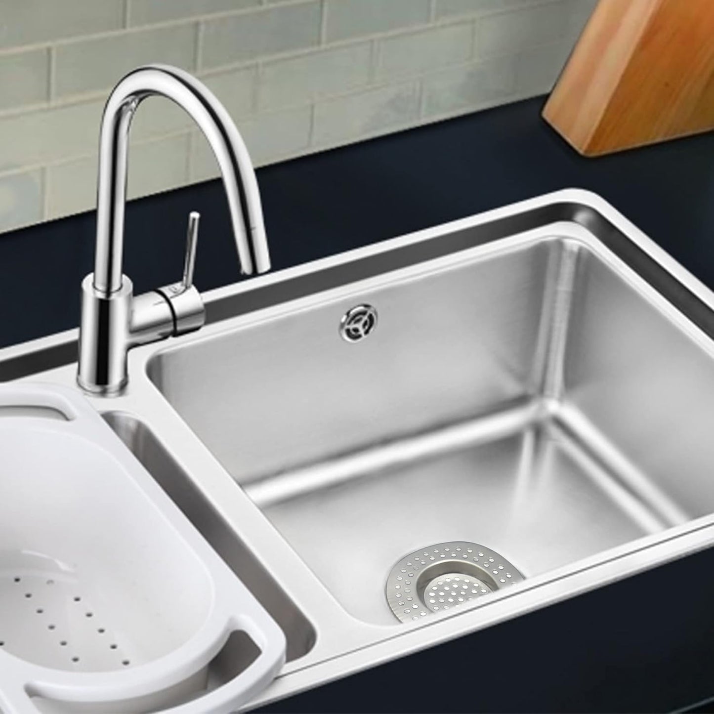 Sink Strainer Plug Hole Hair Catcher 2Pcs Stainless Steel Hair Catchers, Bathtub Shower Drain Cover Hair Catcher Sink Plug Stopper Drain Filter for Kitchen Bathroom Sink (7.6cm)