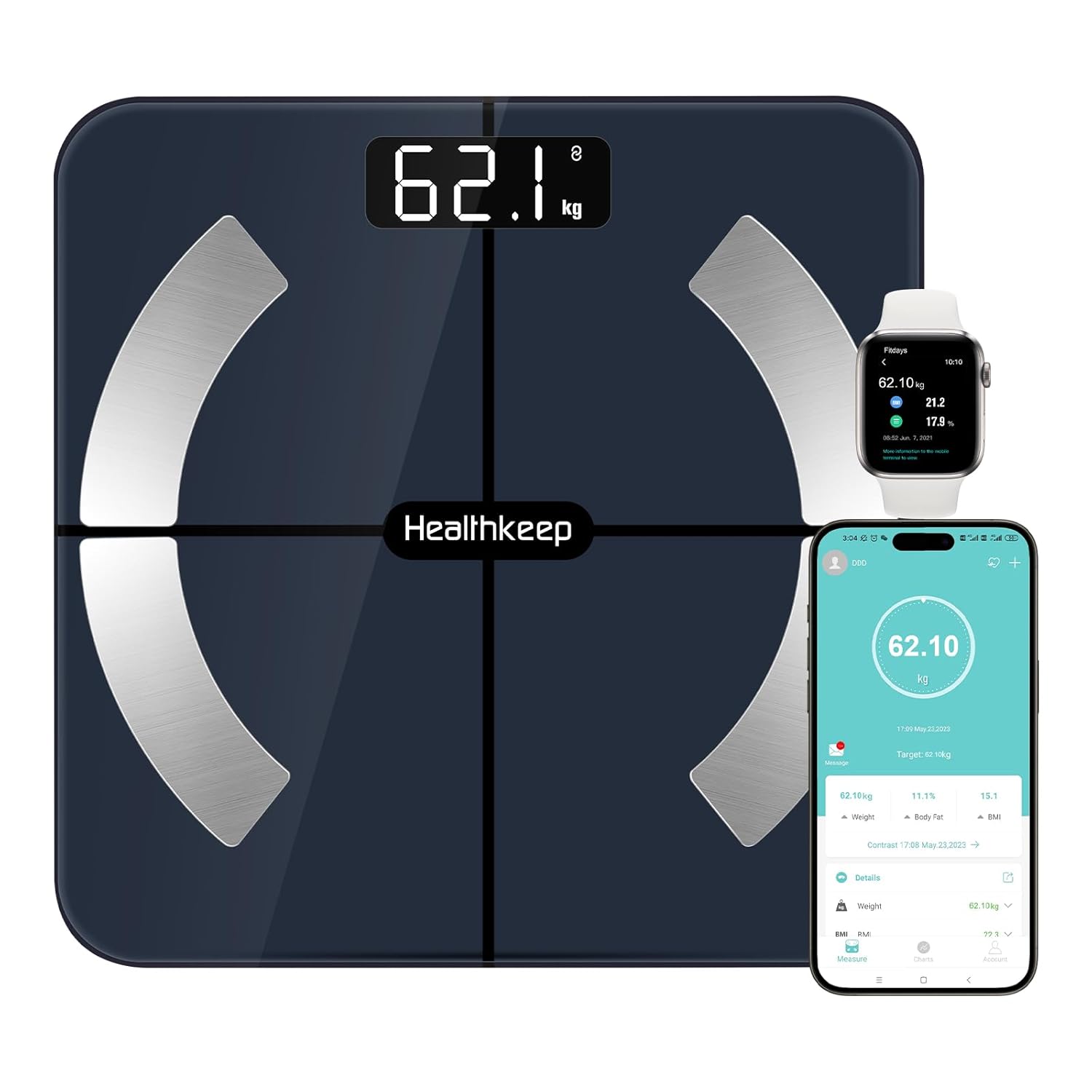 Healthkeep Smart Body Fat Bathroom Scale with Bluetooth App