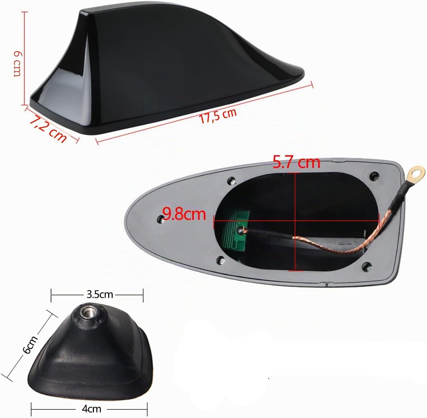 Heart Horse Universal Shark Fin Car Radio Antenna Adhesive Base Waterproof Black