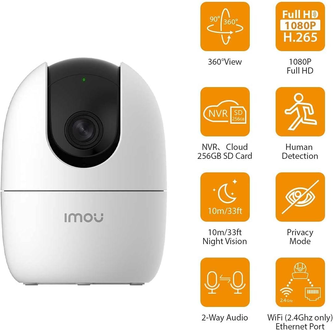 Imou Ranger 2-D 1080P Wi-Fi Dome Camera 360° Coverage AI Human Detection Privacy Mode Two-Way Talk