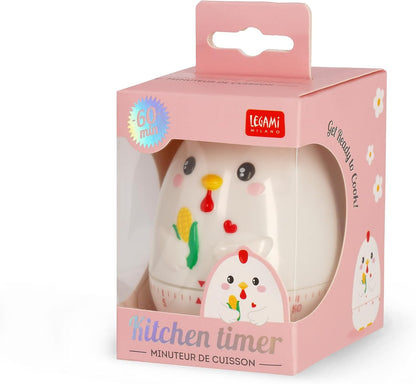 Legami Hen‑Design Battery‑Free Kitchen Timer – 60 Minute Manual Countdown