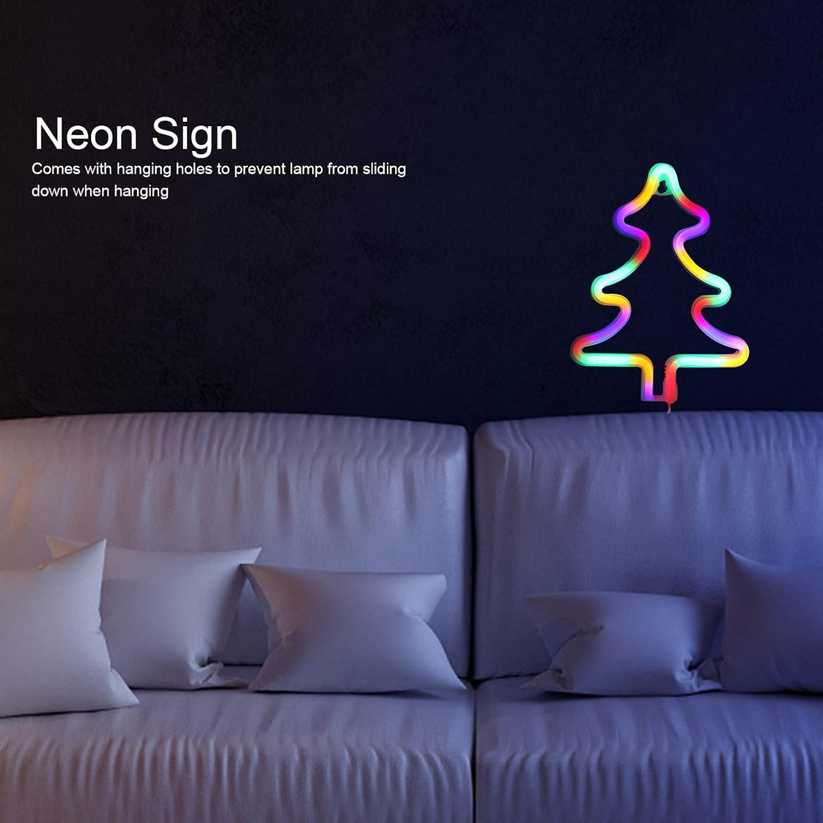 LED Neon Light Colorful Christmas Tree Sign Decoration