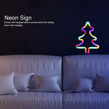 LED Neon Light Colorful Christmas Tree Sign Decoration