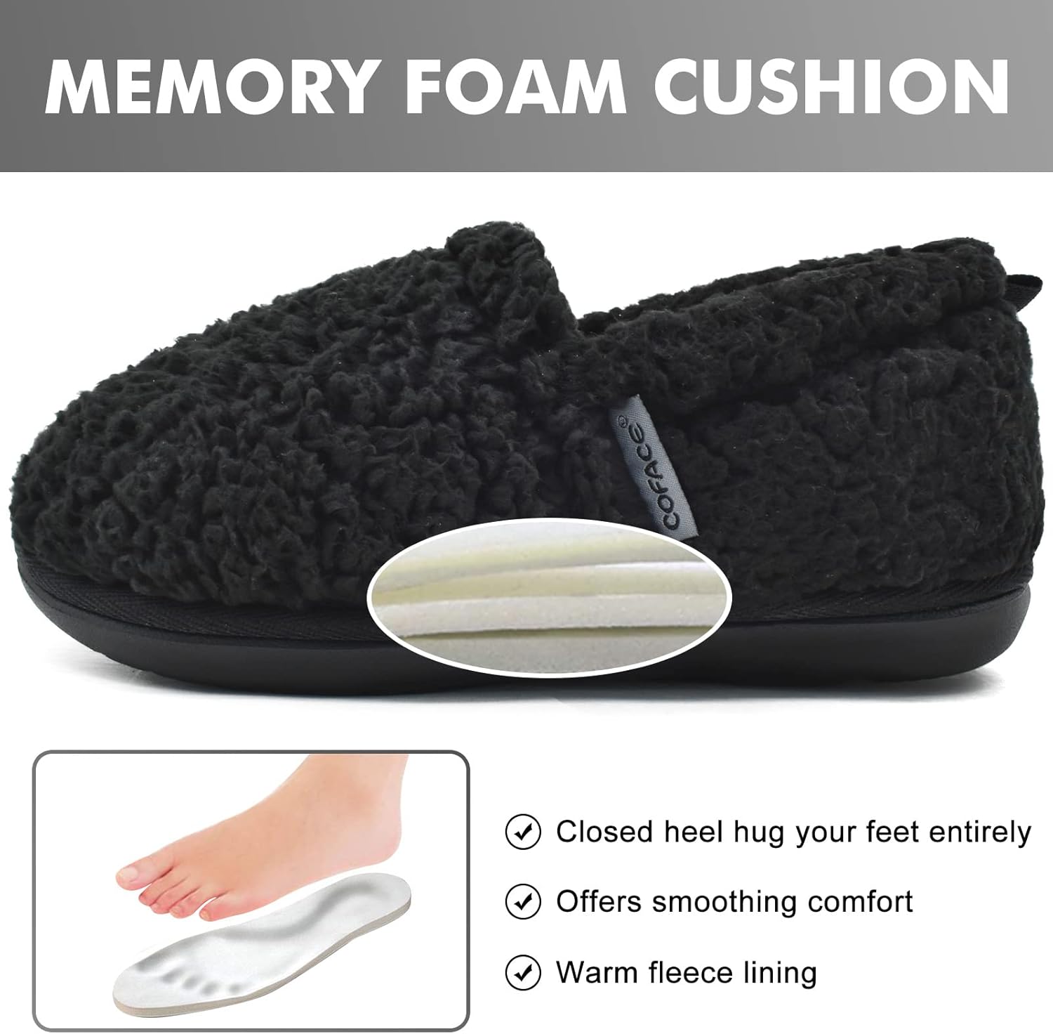 CoFace Women's Memory Foam Sherpa Plush Slippers – Warm Comfort