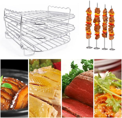 Knadgbft Stainless Steel Air Fryer Three Layer Rack
