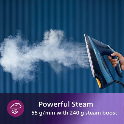 Philips Azur 8000 Series Steam Iron: 3000W, OptimalTEMP, SteamGlide Elite, Light Blue
