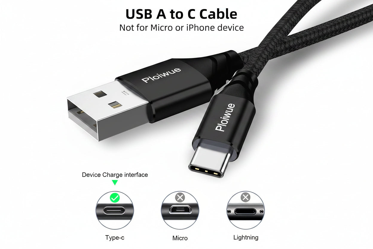 Ploiwue USB-A to USB-C Braided Charger Cable