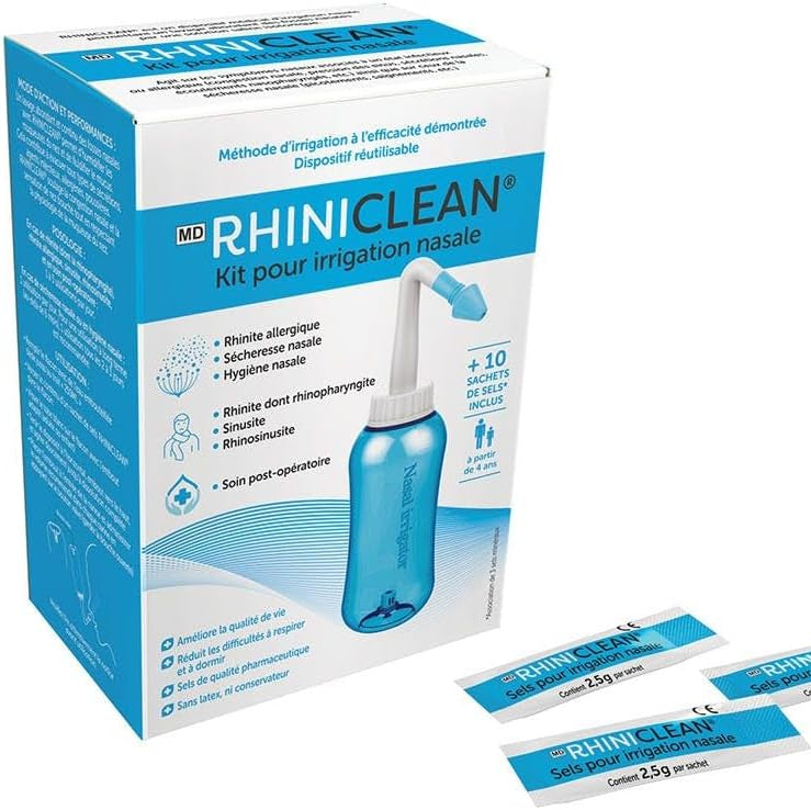 RHINICLEAN Nasal Irrigation Kit with 10 Salt Sachets for Ages