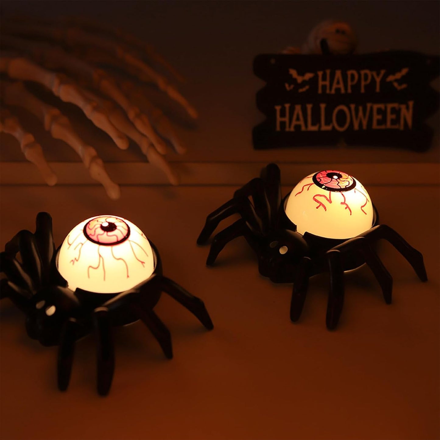 Editbar Halloween Spider Eyeballs Candle Light 12-Pack Flameless LED Battery Operated Yellow