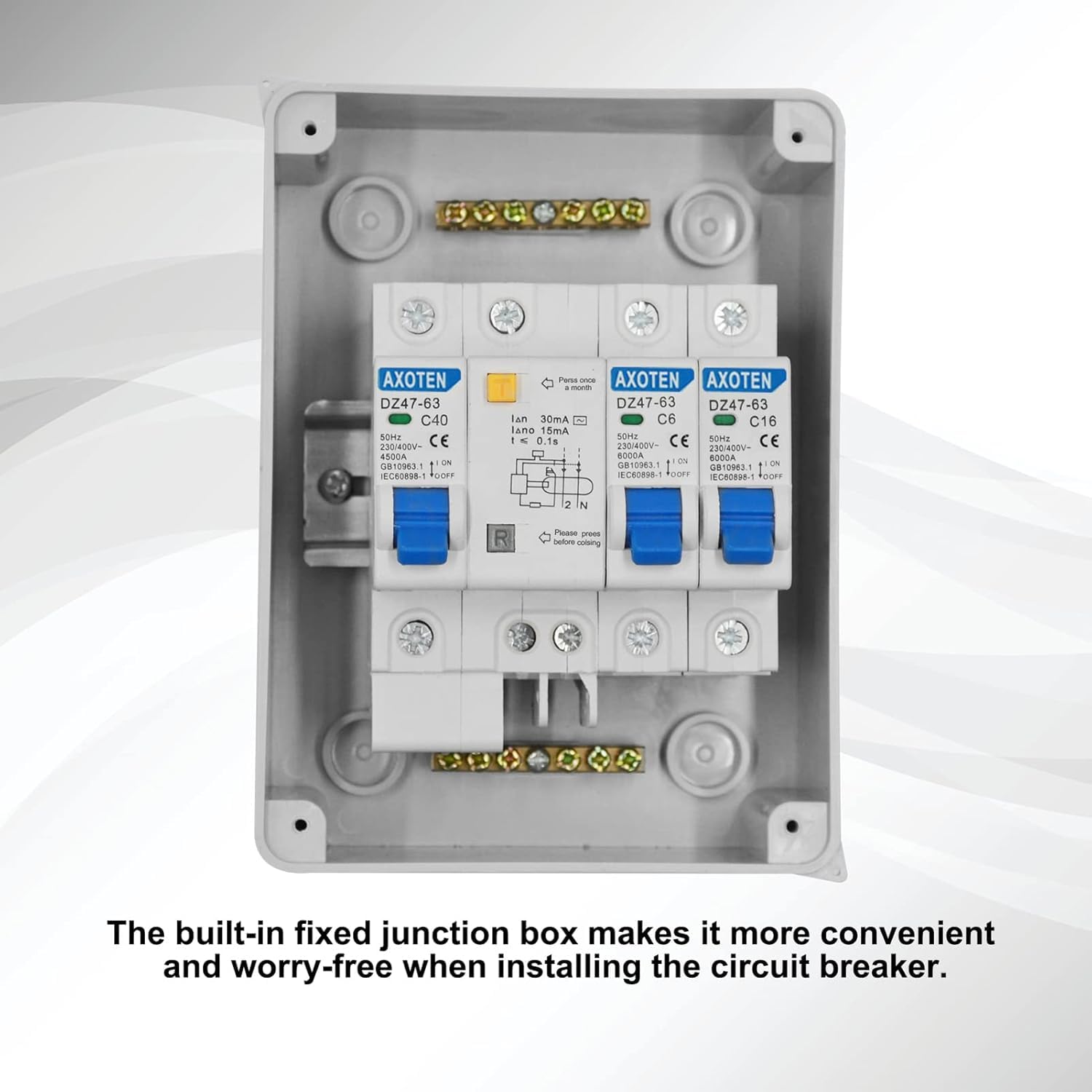 AXOTEN IP65 Surface Mount Fuse Box, 5 Modules, 40A