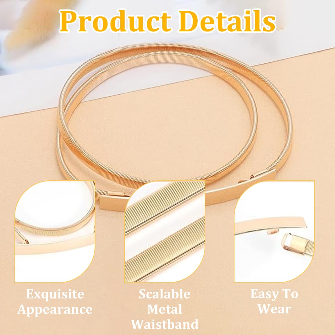 Elegant Gold Daisy Metal Waist Belt Adjustable Buckle Chain for Dresses Jeans