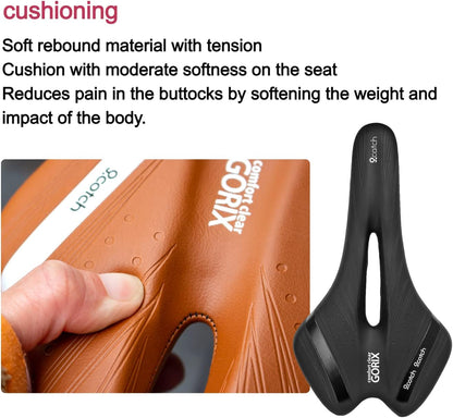 GORIX Bike Saddle Comfortable Cushion with Rail for Mountain and Road Bicycles