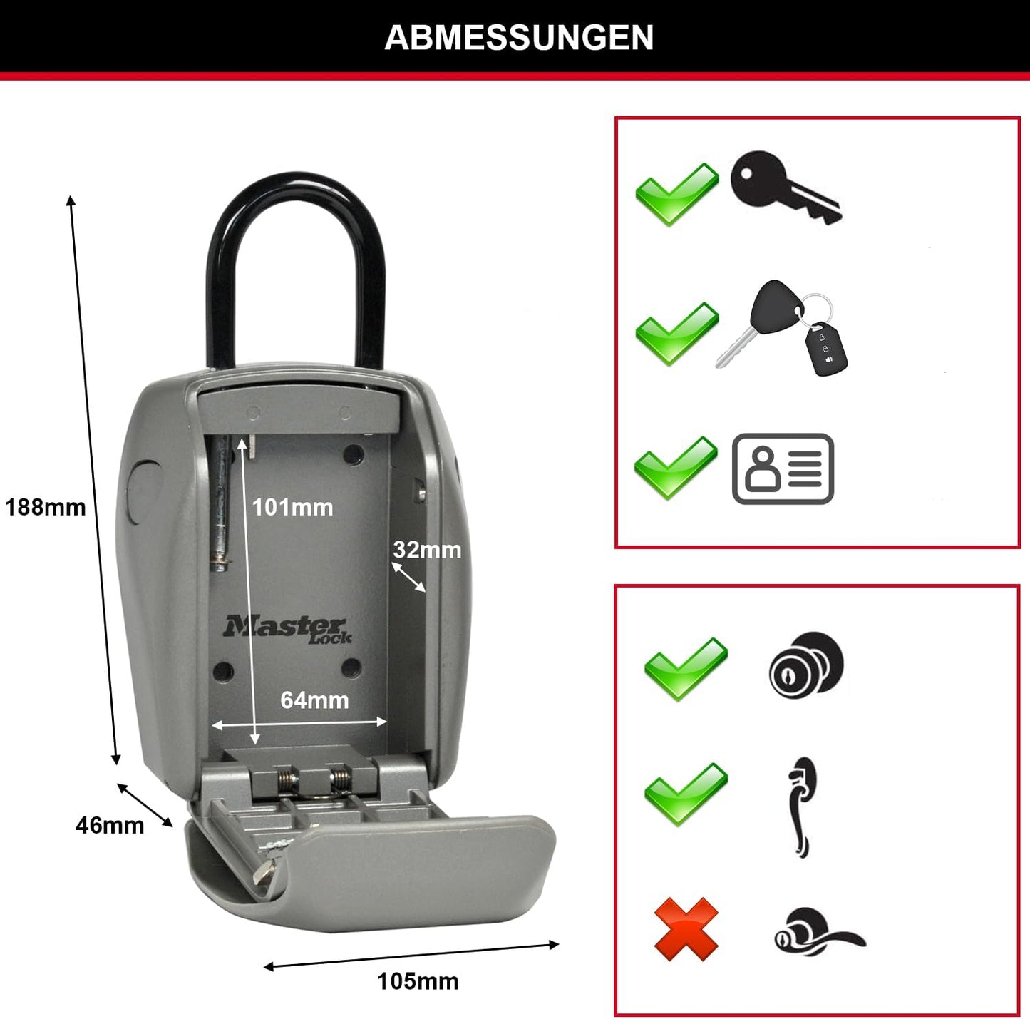 Master Lock Push Button Key Safe with Bracket Holder for Secure Key Storage