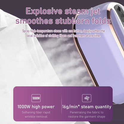 Portable 1000W Handheld Travel Steamer Iron with 180° Rotating Purple