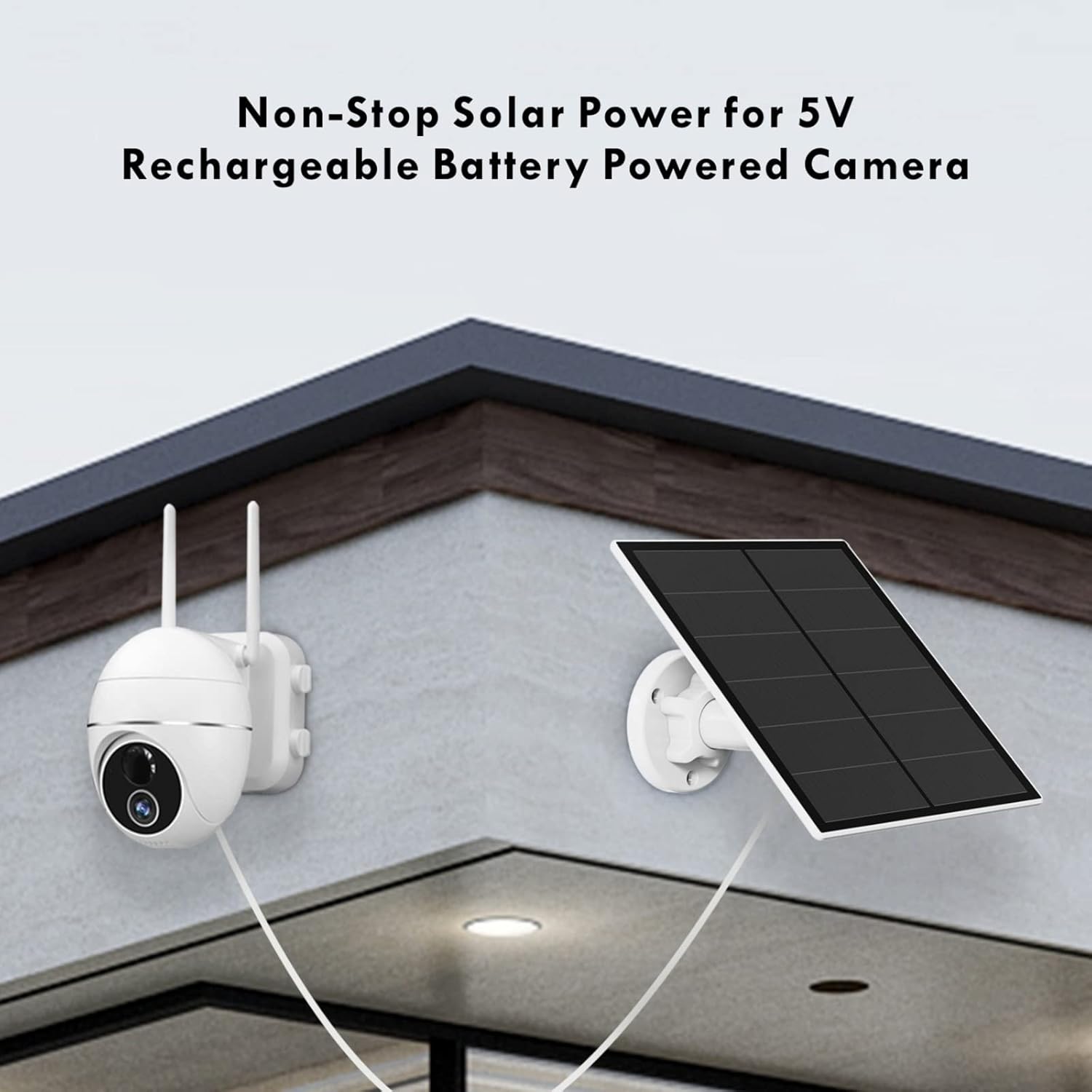 5W Solar Panel Charger for Outdoor Security Camera - Continuous Power & IP65 Waterproof