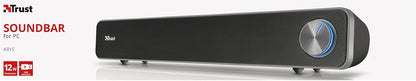 Trust Arys USB-Powered PC Soundbar with Illuminated Volume Control – Black