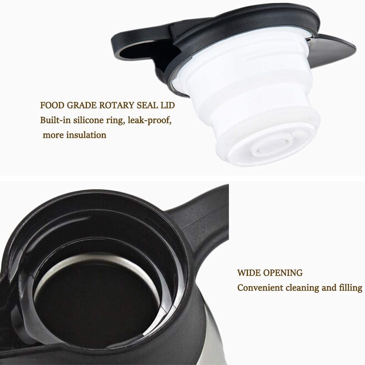Webao 2 Liter Stainless Steel Thermos Kettle – Quick‑Tip Leak‑Proof Silver